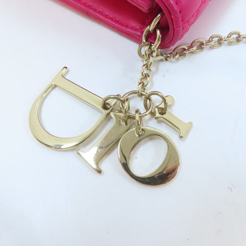 Christian Dior CD GHW Chain Shoulder Crossbody Bag Calfskin Leather Pink