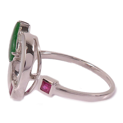FINE JEWELRY Jade Ring 18K White Gold US#6.75