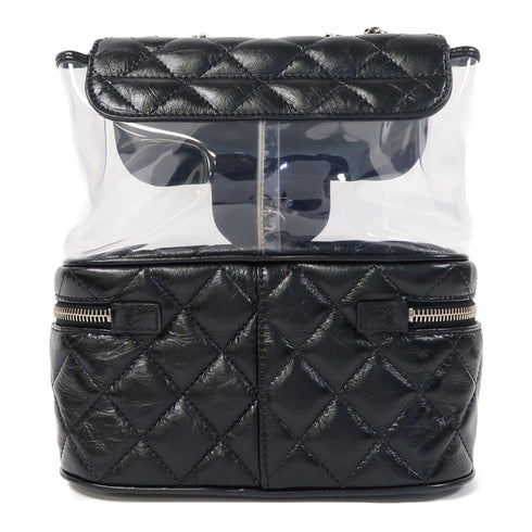 CHANEL Quilted CC SHW Chain Shoulder Bag Calfskin Leather/PVC Black v1