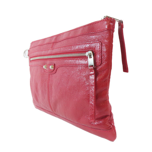 BALENCIAGA SHW Clutch 273022 Lambskin Leather Red