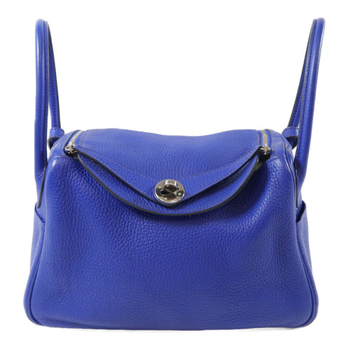 HERMES PHW Lindy 26 2way Shoulder Hand Bag Clemence Leather Bleu Electrique Blue