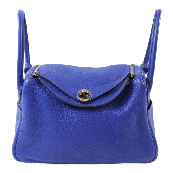 HERMES PHW Lindy 26 2way Shoulder Hand Bag Clemence Leather Bleu Electrique Blue