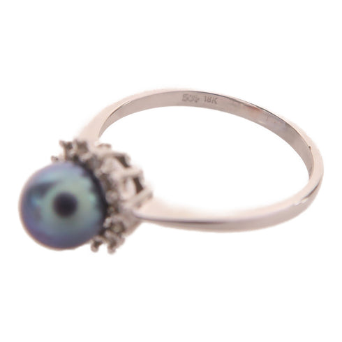 Jewelry Pearl Ring 2.3g 18K White Gold US#7.25