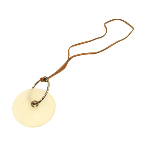 HERMES Pendentif EN Cristal Necklace Barenia Leather Fauve