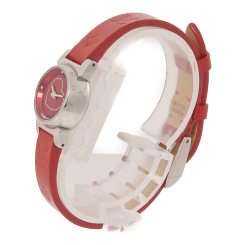 LOUIS VUITTON LV Tambour Quartz Watch Q151Z Stainless Steel/Leather Red