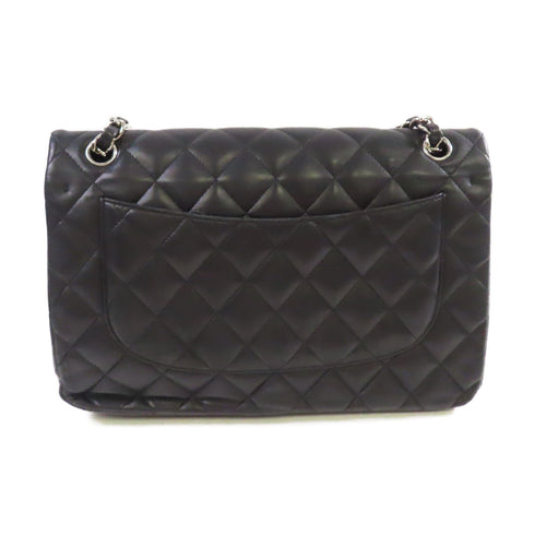 CHANEL Quilted SHW CC Classic Jumbo Chain Shoulder Bag Lambskin Leather Black
