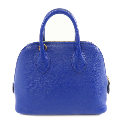 HERMES GHW Mini Bolide 2way Shoulder Bag Chevre Leather Blue