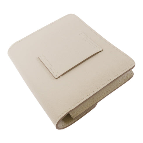 HERMES GHW Roulis Slim Wallet Evercolor Leather Nata White