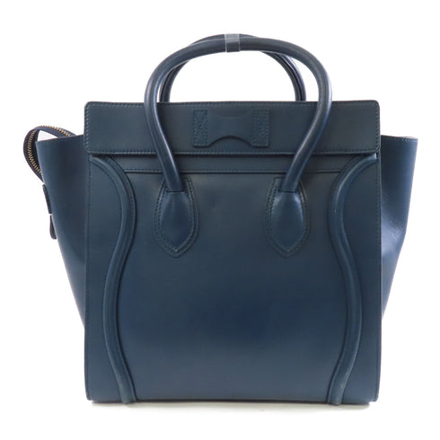 CELINE GHW Luggage Shoulder Bag Calfskin Leather Blue