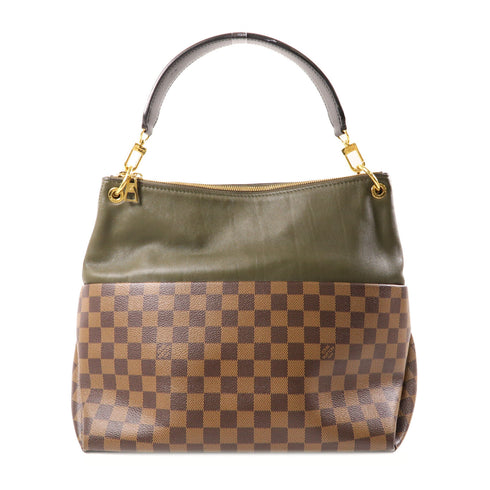 LOUIS VUITTON LV GHW Maida 2 Way Shoulder Handbag Damier/Leather Brown/Green