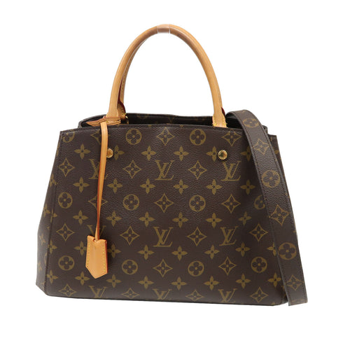LOUIS VUITTON LV GHW Montaigne MM 2 Way Bag Handbag M41056 Monogram Brown v2