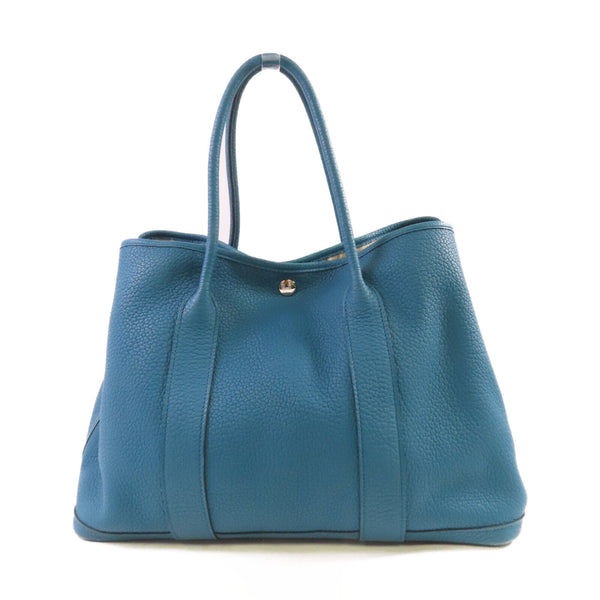 HERMES PHW Garden Party 36 Shoulder Bag Negonda Leather Bleu Atoll