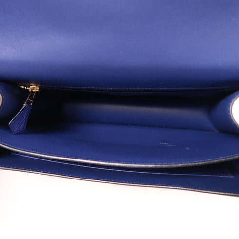 HERMES GHW Constance 24 Shoulder Bag Epsom Leather Blue