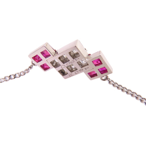 Jewelry 0.87ct Ruby 0.67 Diamond Necklace PT850 Platinum