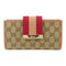 GUCCI GG GHW Long Bifold Wallet 181668 Canvas Brown/Pink/Red