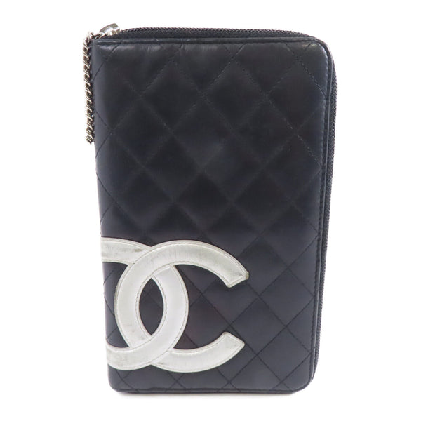 CHANEL Quilted CC SHW Cambon Long Wallet Leather Black