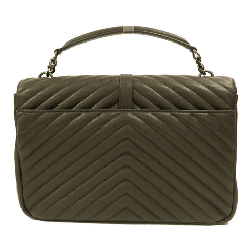 SAINT LAURENT YSL SHW 2 Way Shoulder Bag 487212 Calfskin Leather Grey