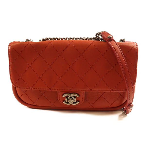 CHANEL CC SHW Chain Shoulder Bag Calfskin Leather Burnt Orange