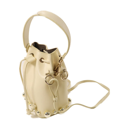 FENDI GHW Mon Tresor 2Way Shoulder Handbag Calfskin Leather 8BS010 White