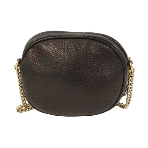 GUCCI GG GHW Chain Shoulder Bag 353965 Calfskin Leather Brown