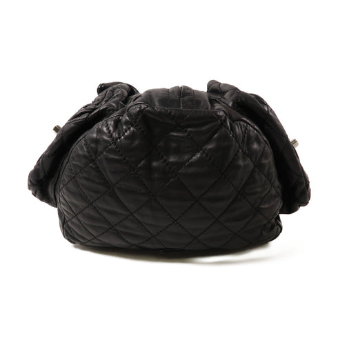CHANEL CC SHW Backpack Rucksack Lambskin Leather Black