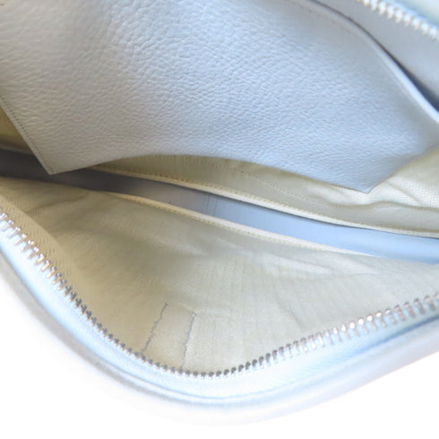 HERMES PHW Trim 35 Shoulder Bag Taurillon Clemence Leather Blue Bleu Glacier