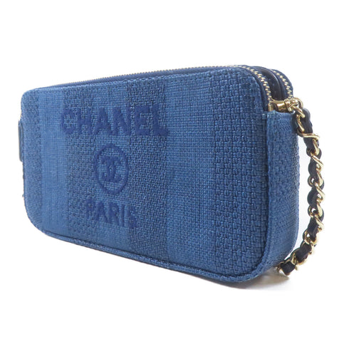 CHANEL CC GHW Chain Shoulder Crossbody Bag Canvas Blue