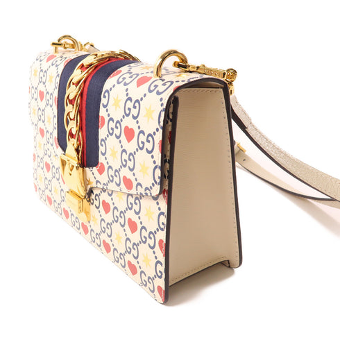 GUCCI GG GHW Sylvie Shoulder Bag 524405 Calfskin Leather White v1