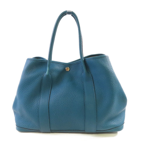HERMES PHW Garden Party 36 Shoulder Bag Negonda Leather Bleu Atoll
