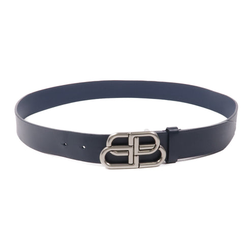 BALENCIAGA SHW Belt 570370.4611 Calfskin Leather Navy