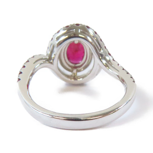 FINE JEWELRY 0.79ct/0.65ct Ruby 0.14ct Diamond Ring 18K White Gold US#6