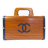 CHANEL CC SHW 1995 Logo Wooden Bag Vanity Case Handbag Wood Brown