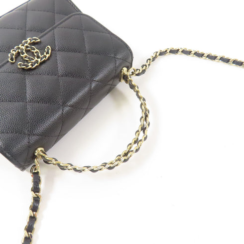 CHANEL CC GHW Chain 2 Way Shoulder Bag Calfskin Leather