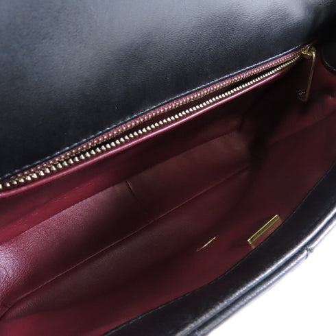 CHANEL Quilted CC GHW Resin Pearl Flap Chain Shoulder Bag Lambskin Leather Black