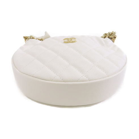 CHANEL Quilted CC GHW Pouch Chain Clutch AP3943 Leather White