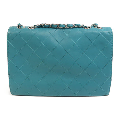 CHANEL Quilted CC SHW Chain Shoulder Bag Lambskin Leather Green