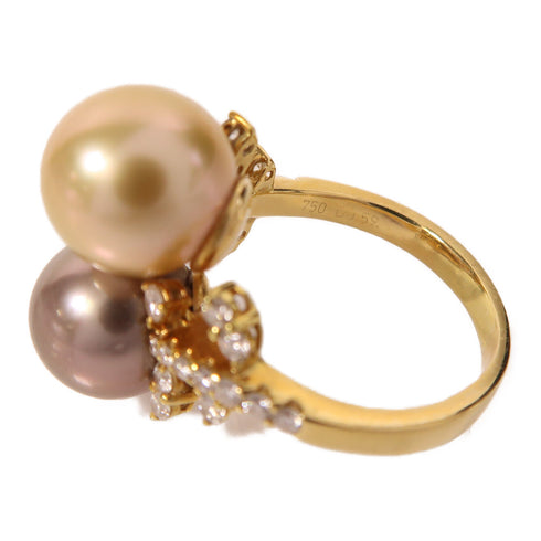 Jewelry 0.59ct Diamond Pearl Ring 18K White Gold US#8.25