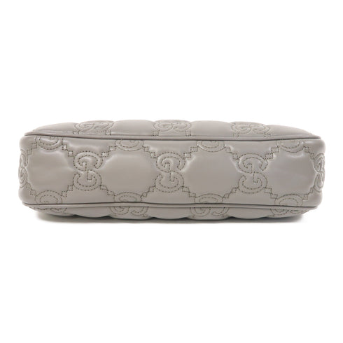 GUCCI GG GHW GG Matelasse Shoulder Bag 735049 Calfskin Leather Grey