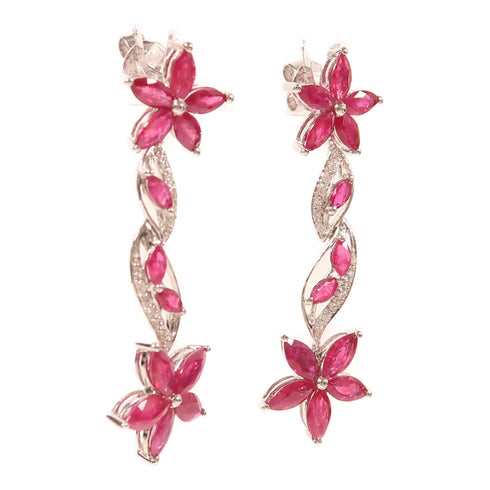 JEWELRY Ruby Diamond Earrings 18K White Gold v1