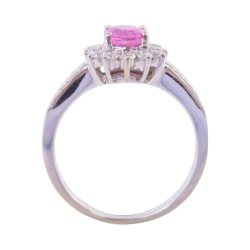 JEWELRY Pink Sapphire Diamond Ring US#7.25 18K White Gold
