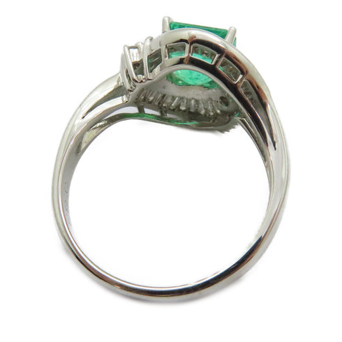 FINE JEWELRY 1.62ct Emerald 0.63ct Diamond Ring US#7.25 PT900 Platinum