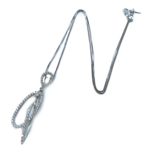 FINE JEWELRY 6.2g Diamond Necklace 18K White Gold #44cm