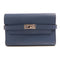 HERMES PHW Kelly Short Wallet Veau Epsom Leather Bleu Paon