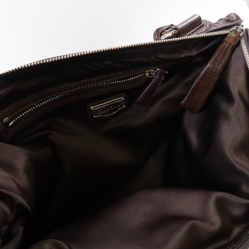 Miu Miu SHW Hand Bag Calfskin Leather Brown