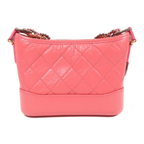 CHANEL CC Gabrielle Chain Shoulder Bag Calfskin Leather Pink