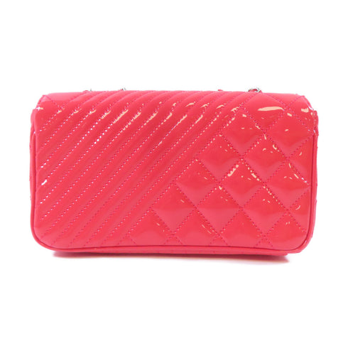 CHANEL CC SHW Chain Shoulder Bag Patent Leather Red