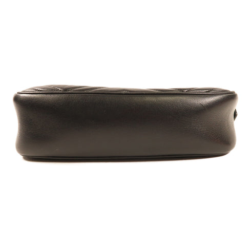 GUCCI GHW GG Marmont Camera Mini Shoulder Bag 447632 Calfskin Leather Black