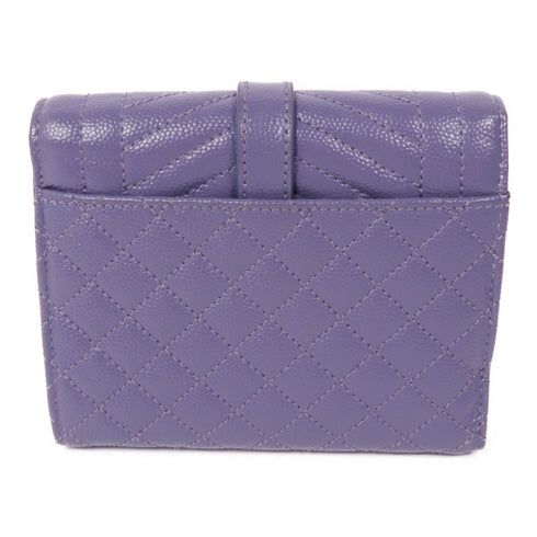 SAINT LAURENT YSL GHW Wallet 651028 Calfskin Leather Purple