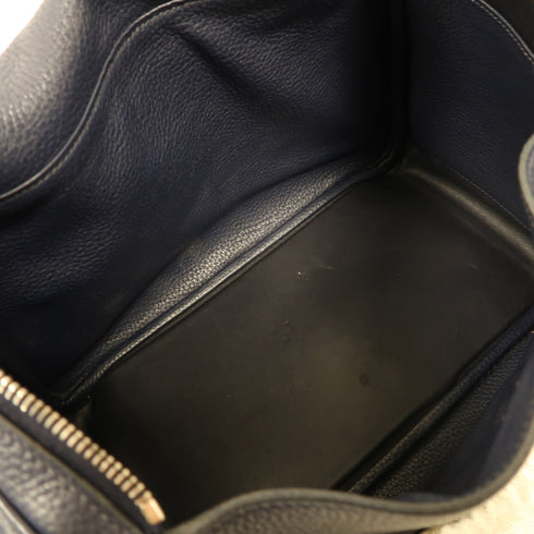 HERMES PHW Lindy 30 2 Way Shoulder Bag Handbag Clemence Leather Blue Nuit