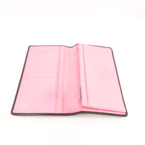 CHANEL Quilted CC SHW Cambon Long Wallet Calfskin Leather Black v1